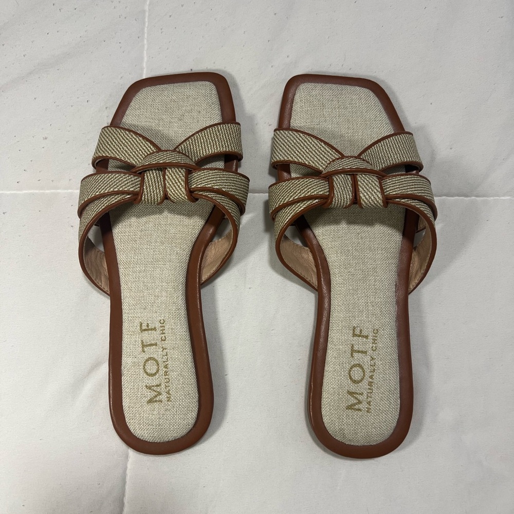 MOTF Women's Brown and Cream Knotted Sandals